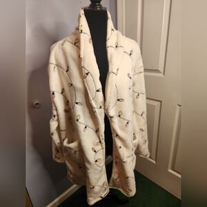 Forever 21 Size Large Colorful Christmas Lights/ White 100% Polyester Faux Fur